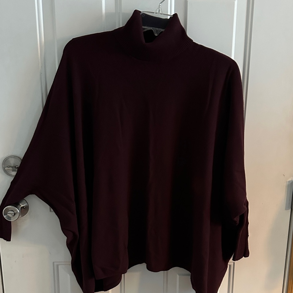 Alfani Burgundy Turtleneck Tunic Sweater